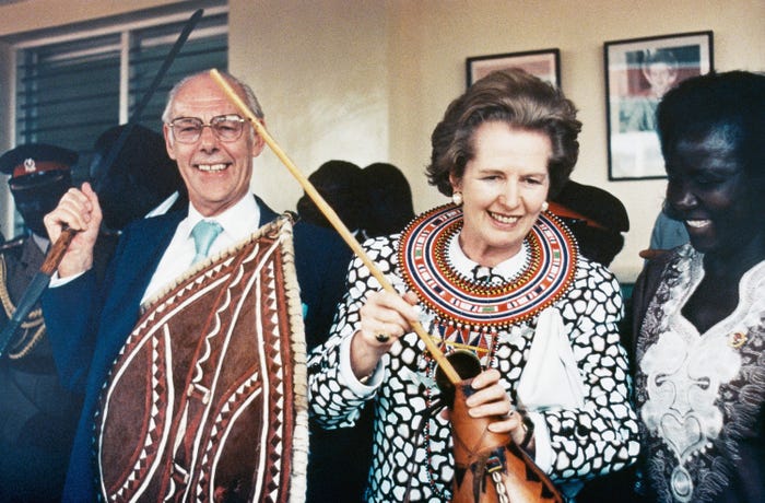 Margaret Thatcher in Kenyan tribal gear, journal of wild culture, ©2020