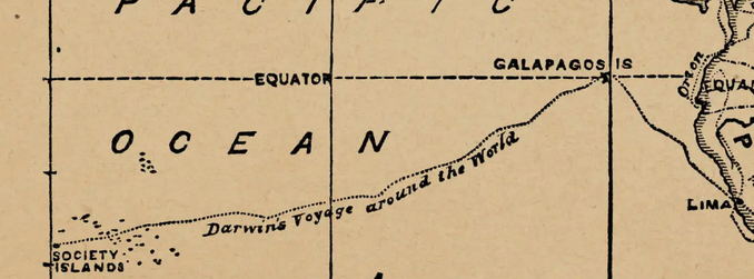 Darwin's route to the Galapagos